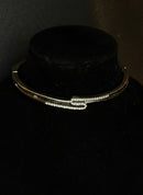 Bracelete ondulado cravejado e liso