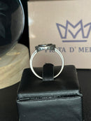 anel coração duplo cravejado