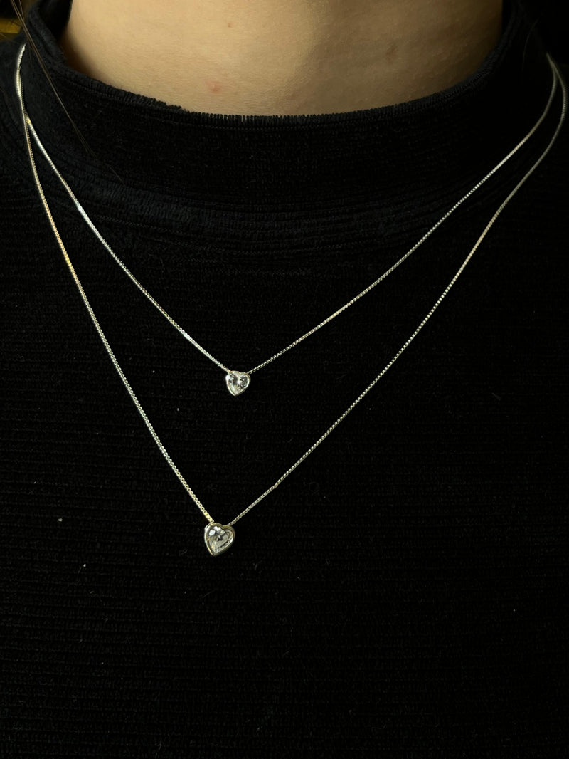 Colar corações zircônia duplo