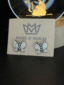 Brinco infantil borboleta cravejada