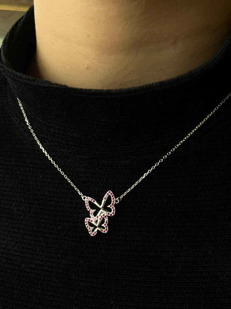 Colar duas borboletas cravejadas