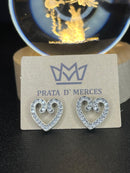 Brinco coração cravejado