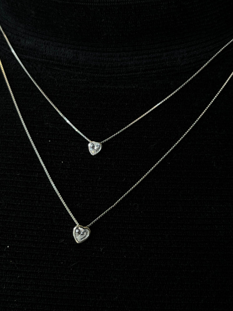 Colar corações zircônia duplo