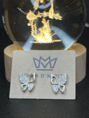 Brinco borboleta metade cravejada